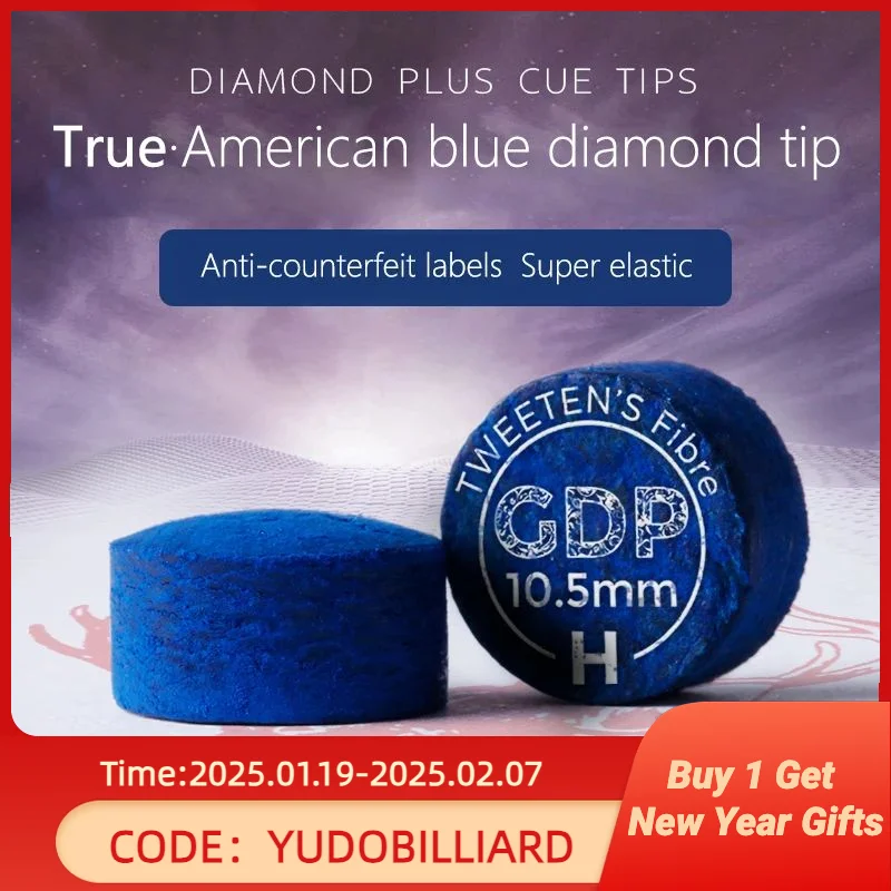 Supergold Diamant Blue Tip Uitstekende Biljart-Tip Biljartaccessoires Met Authentiek Amerikaans Blauw Diamant Logo