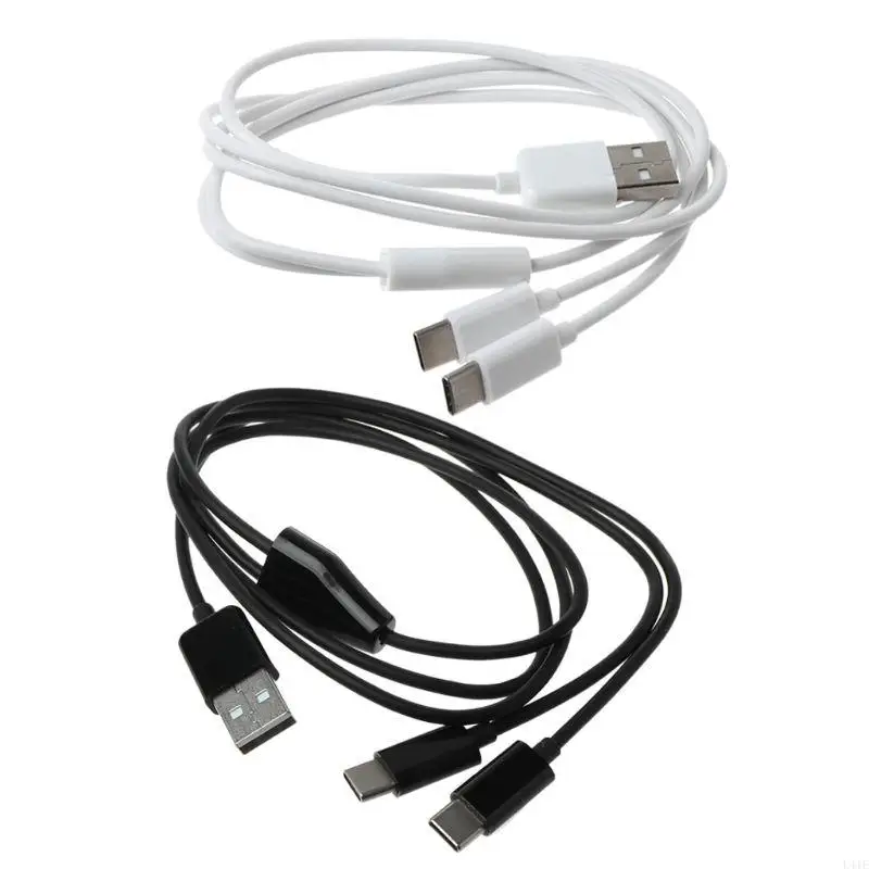 

L41E USB Multi FastCharging Cable Splitter Data Sync Nylon Braided Cord USB to 2 Type C for Phone Tablet