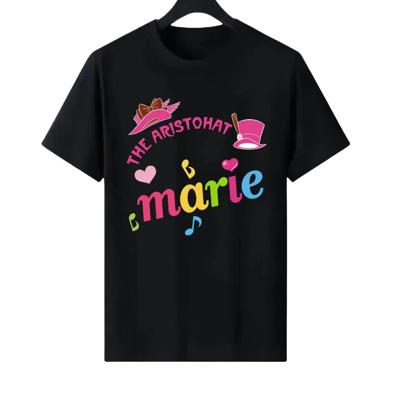 

Disney Marie Cat Pattern Woman Sporty Cartoon Loose Parent-child Clothing Tops Ladies Cheap Short Sleeves T-Shirt Sweatshirts