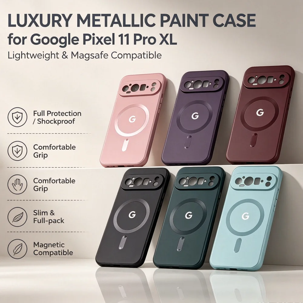 Fashion Metallic Paint Frosted TPU Soft Phone Case For Google Pixel 11 Pro XL 9 10 Pro 10A 9A 8A 7A For MagsafeShockproof Cover
