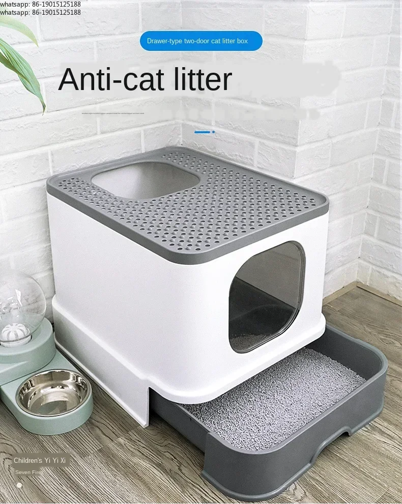 Fully Enclosed Cat Litter Box Large Anti-spatter DrawerTop Entry Cats Toilet Deodorization Pet Supplies Practical Cat Litter