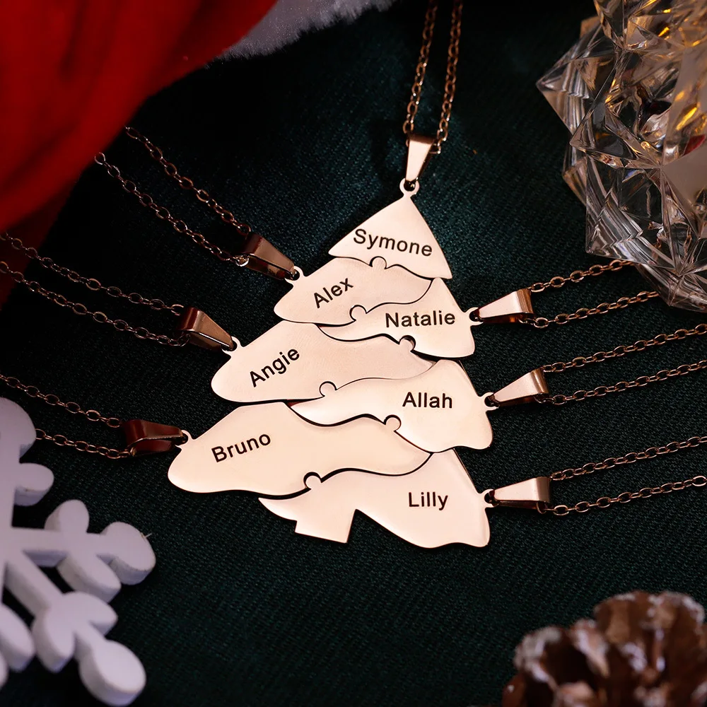 DIY Name Weihnachts-Schlüsselanhänger Edelstahl Personalisierter Anhänger Halskette Modisches Geschenk für Sie Ihn Feiertagsschmuck Jubiläum – Detail 5