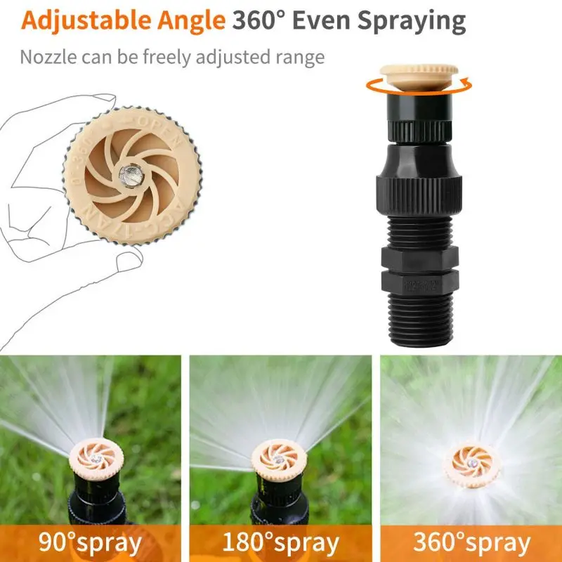 360° Rotation Auto Irrigation System Garden Lawn Sprinkler Patio Coverage Diameter 65ft Sprayers Gardening Garden Lawn Tools