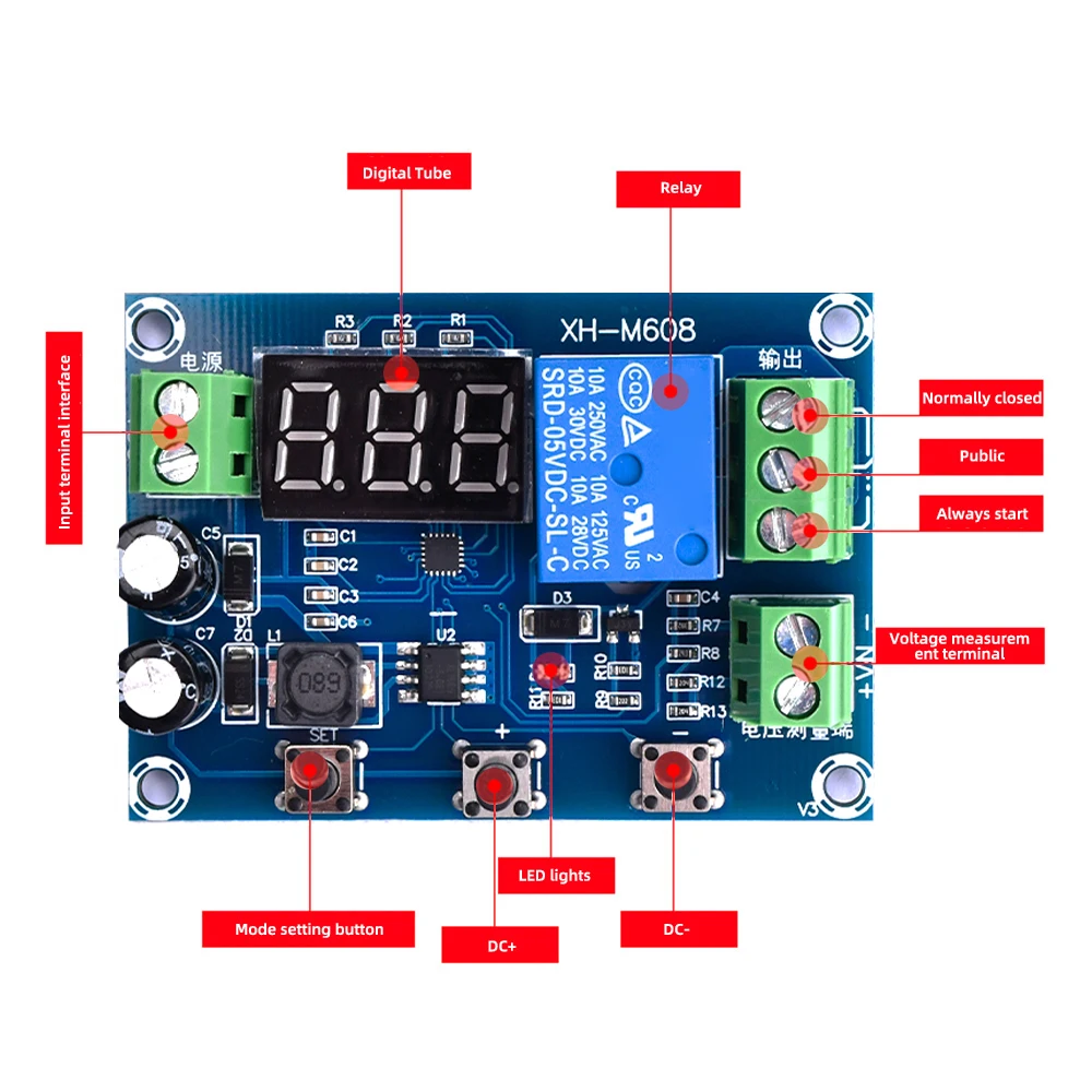 DC Lithium Battery Charging Module 6-40V Under Voltage Overvoltage Protection for Power Amplification M608 Battery Charging