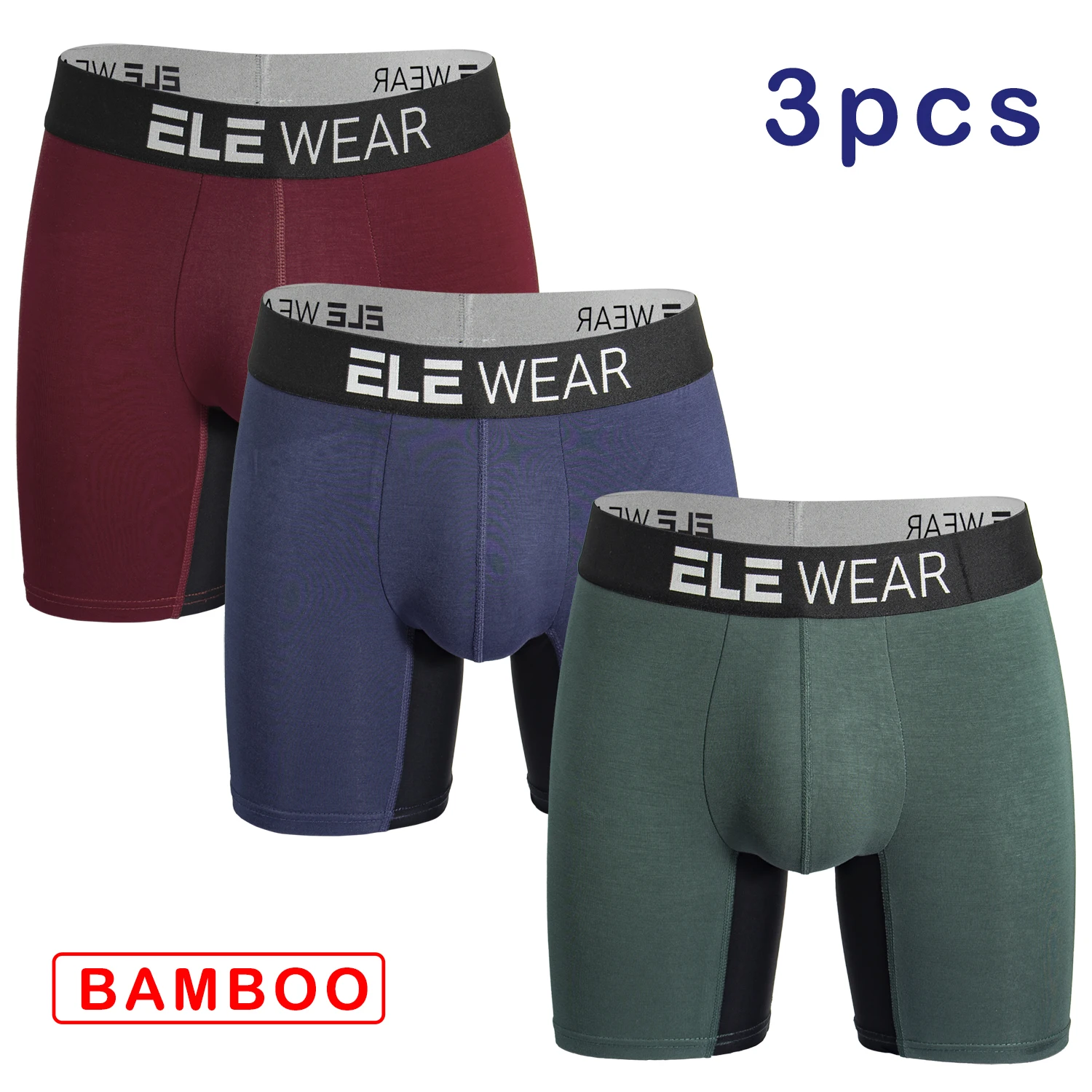 ملابس داخلية رجالية من الخيزران، ملابس داخلية رياضية طويلة، ماصة للرطوبة، سراويل داخلية للرجال