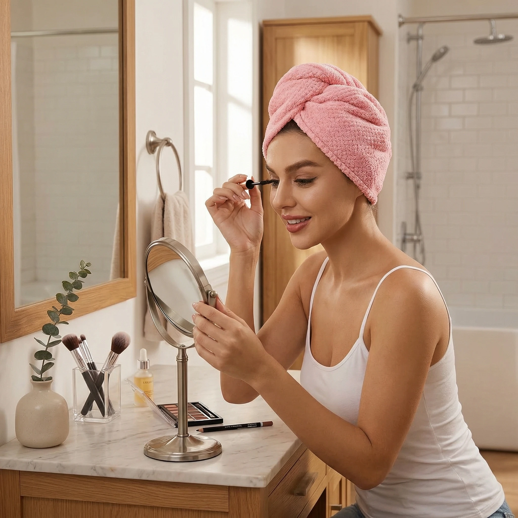 3Pcs Microfiber Hair Towel Set, Super Absorbent Quick-Dry Hair Drying Cap, Anti-Frizz Hair Wrap for Curly Wet Hair, Bathroom Ess