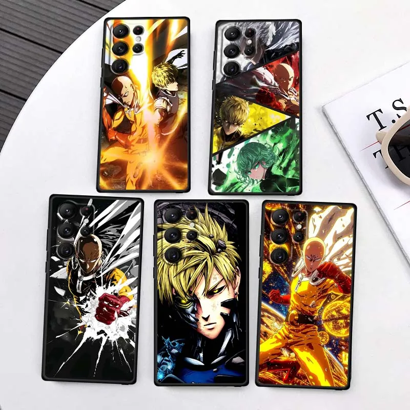 One Anime Punch Man S-Saitama For Samsung Galaxy S25 S24 S23 S22 S21 S20 S10 Ultra Plus FE 5G Black Soft TPU Cover Phone Case