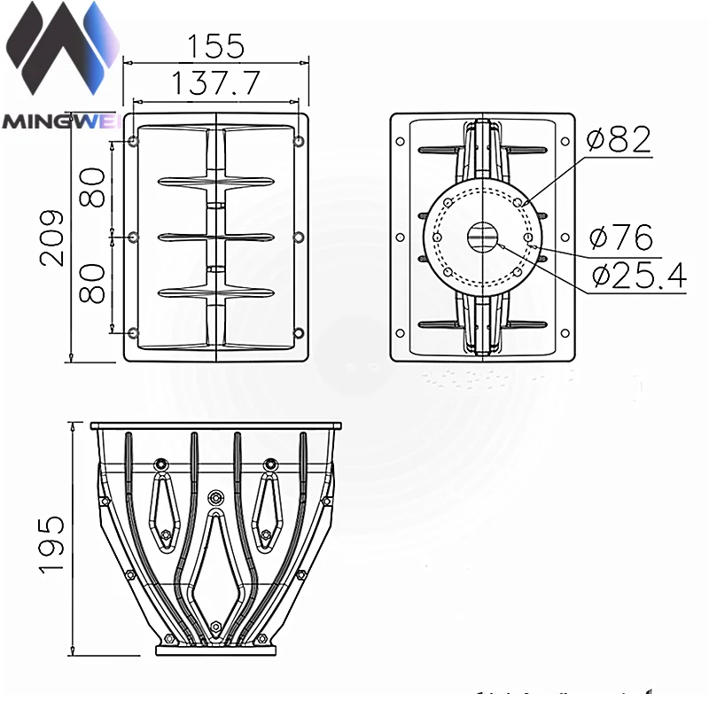 Modelo 210, Guía de Onda 210, Bocina para Sistema de Altavoces Profesionales de 1 y 1.4 Pulgadas, Tamaño 210L 154W 195H, Piezas de Altavoces de Audio
