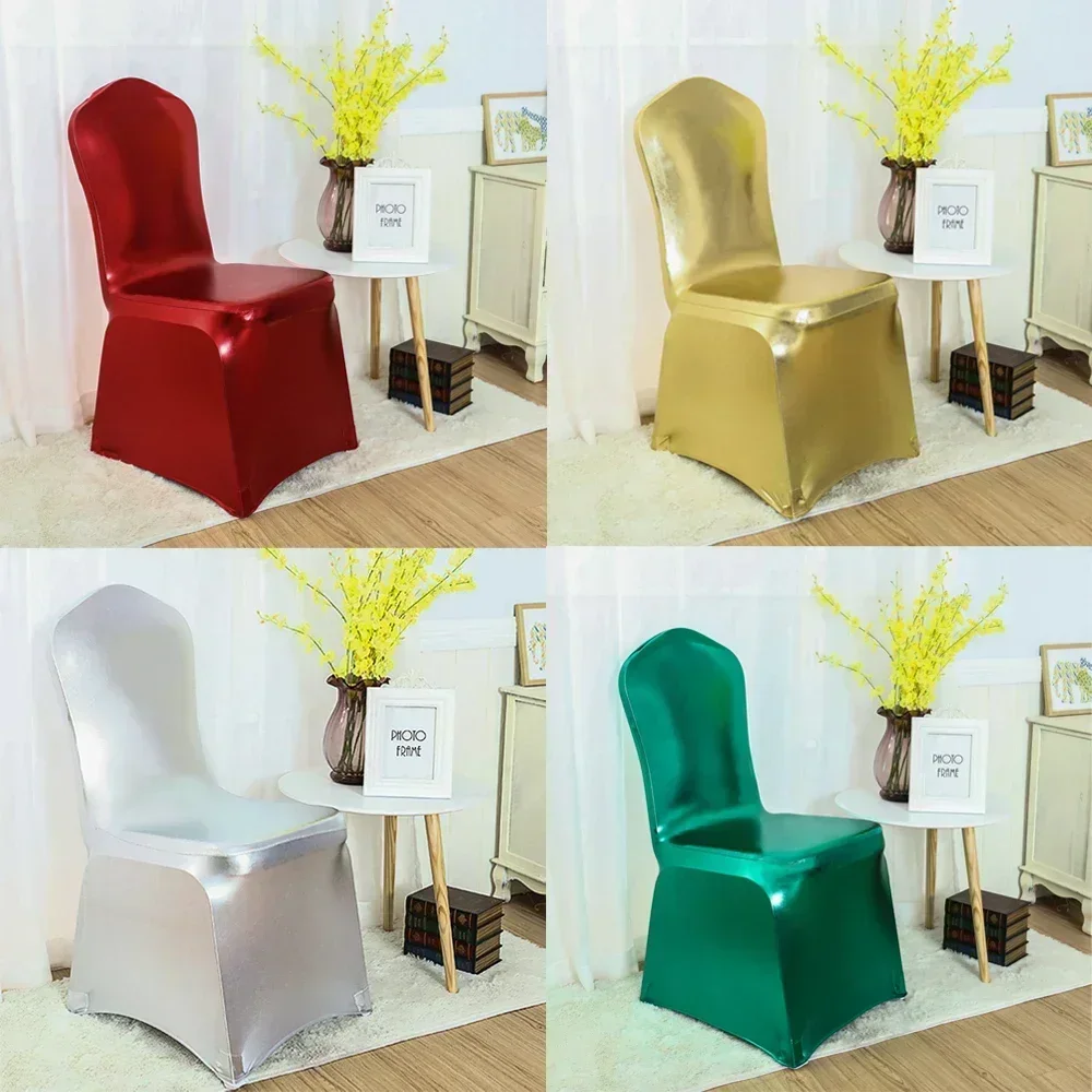 5/10/50/100pcs Leg wrapped Spandex Shiny Gold Chair Cover Wedding Decoration Hotel Banquet Party Events Seat Protector Covers