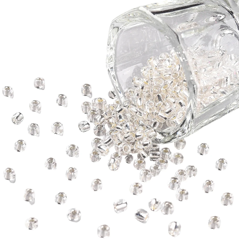 3000pcs 3mm White Glass Seed Beads 8/0 Mini Silver Lined Round Transparent Small Pony Clear Loose Spacer Bead Bulk