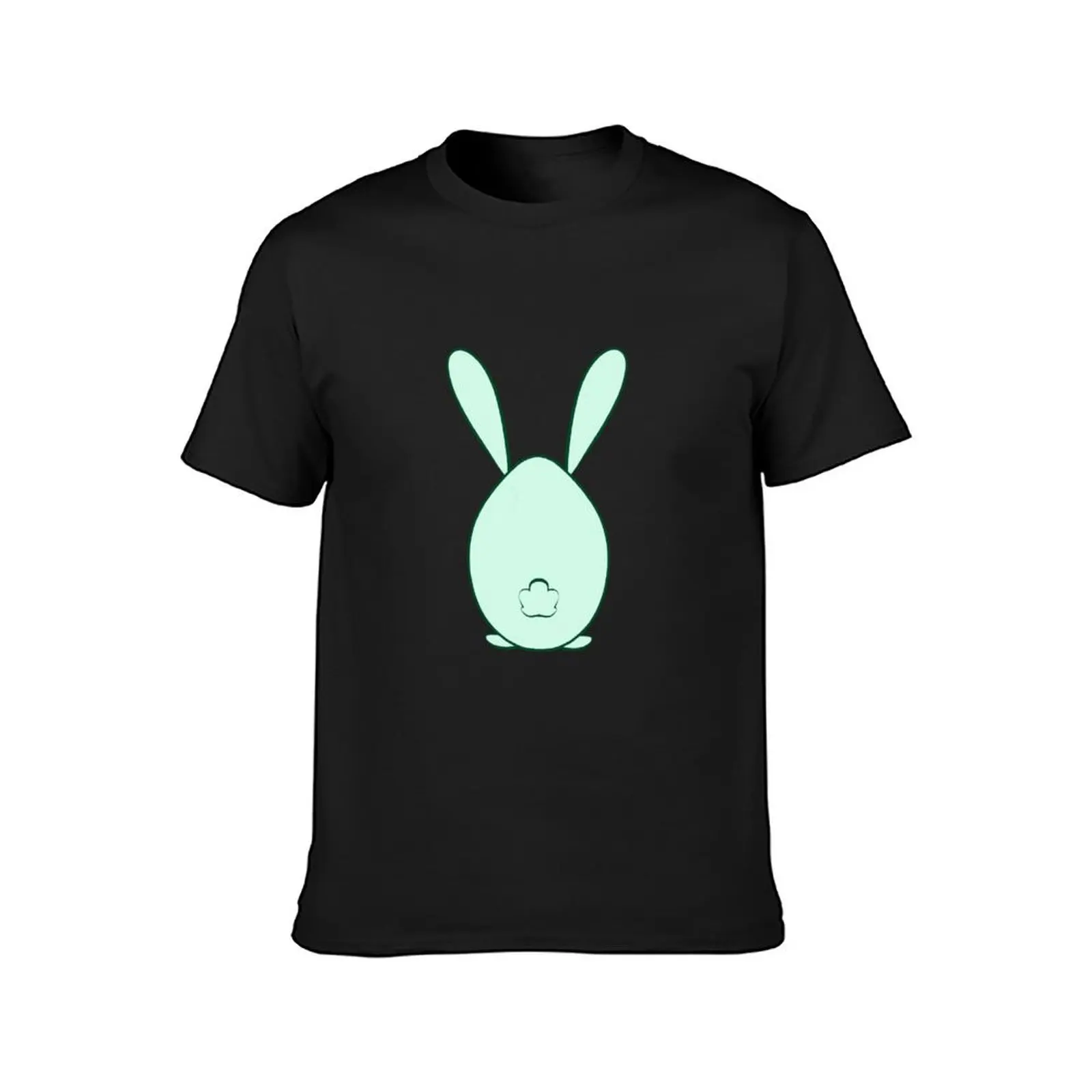 Egg disguised as a rabbit with tail and ears in green T-Shirt plus sizes oversizeds mens graphic t-shirts