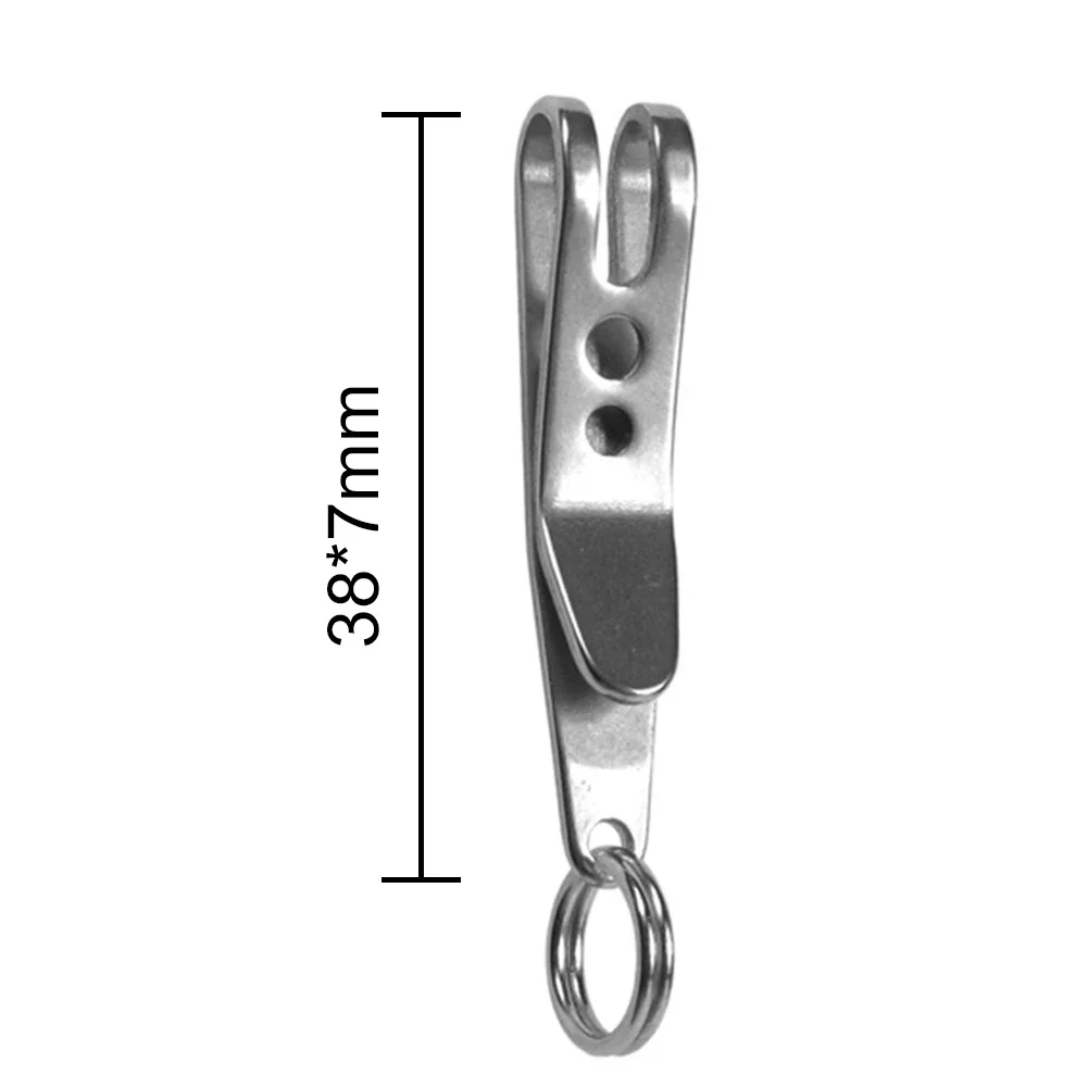 Portable Mini Silver Pocket Clips Carabiner Stainless Steel Bag Waist Belt Hanging Clip Metal Key Buckles Holder Outdoor Tool