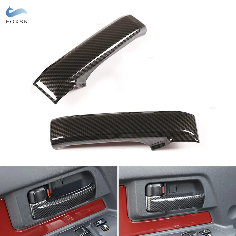 For Toyota FJ Cruiser 2007 2008 - 2021 Carbon Fiber Style Interior Door Handle Pull Grab Cover Car Interior Accessories Trim