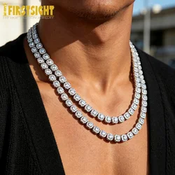 New Iced Out Bling 5A Cubic Zirconia Square CZ Necklace Silver Color 8mm Tennis Chain Hip Hop Fashion Jewelry Men Women