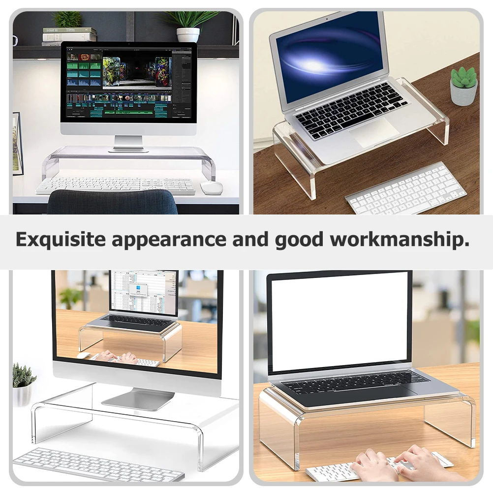 

Acrylic Monitor Stand Small Clear Heightening Desk Neck Support Ergonomic Compact Transparent Computer Storage Rack Monitor