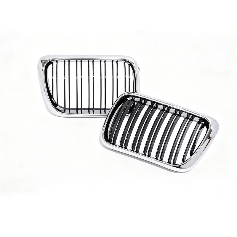 Chrome/ Black Single/Double Slat Kidney Grille for BMW E36 3-Series LCI 1997-1999 Grill 316 318 320 Thickened view 5