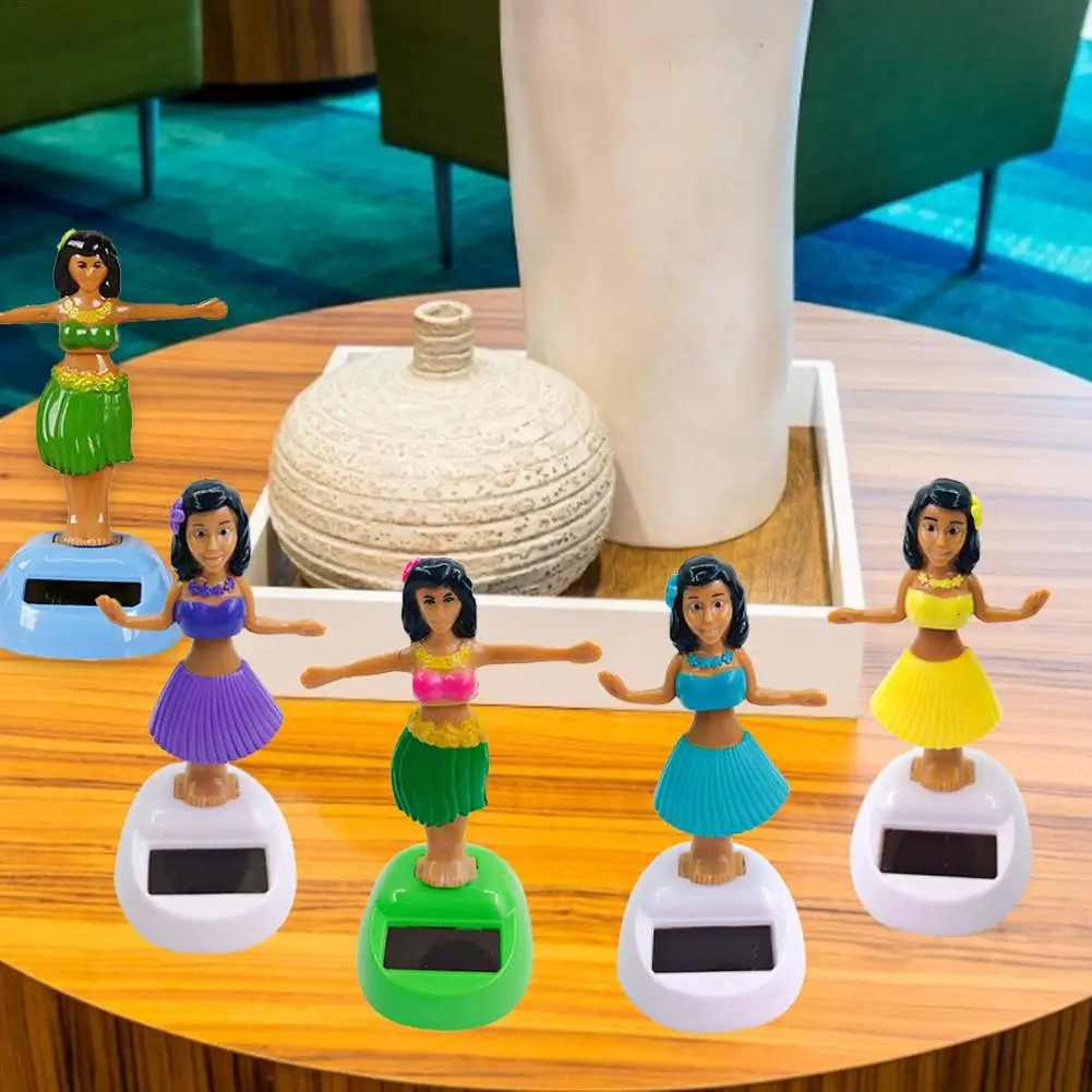 Decoração de carro boneca dança acessórios de carro brinquedo de energia solar balançando cabeça havaí balançando animado menina ornamento de carro estilo de carro