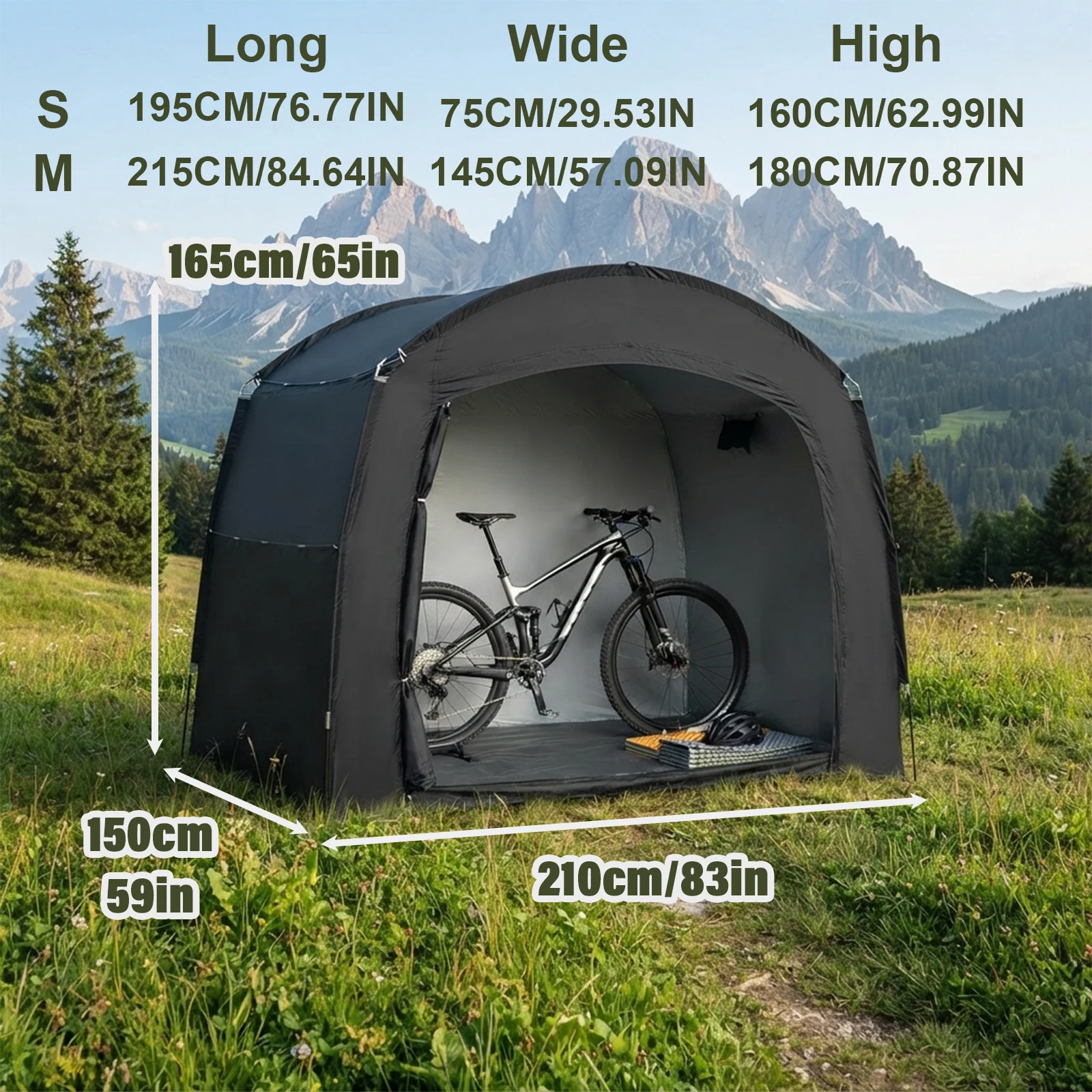 1 Pack Oversized Bike Storage Tent, Zipper Access Shelter for Family Use, Patio Lawn Bicycle Storage Shed House