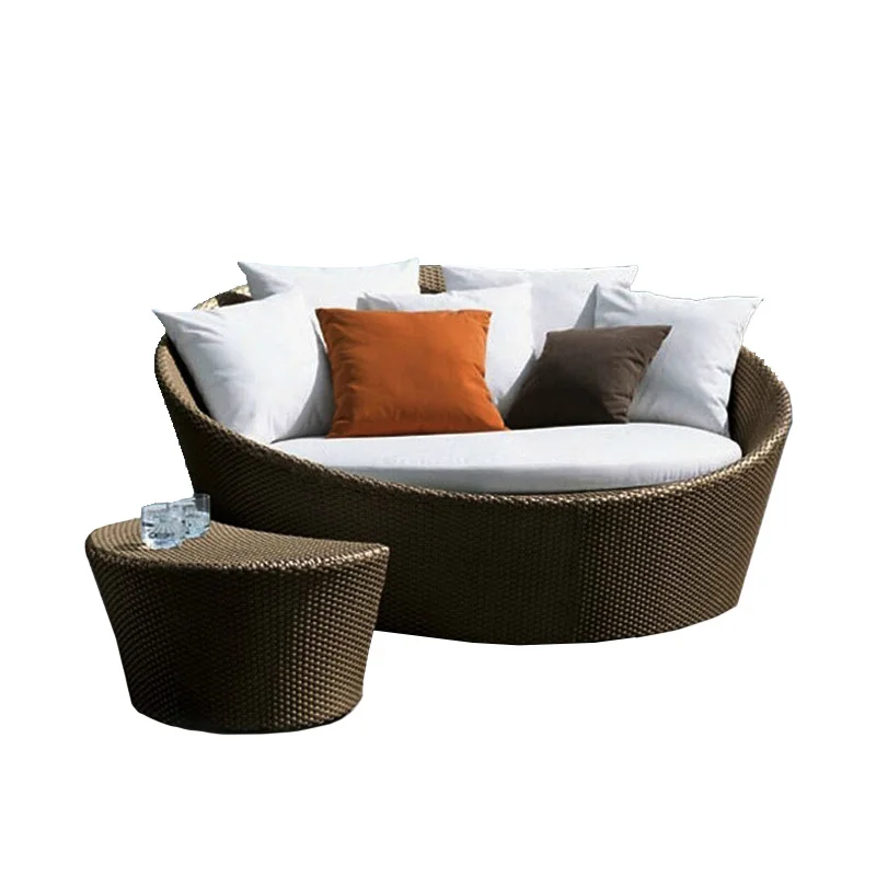 

Outdoor large round bed, outdoor lounge bed, patio balcony, lounge chair, pool bed, beach bed, rattan bed, terrace, sun bed