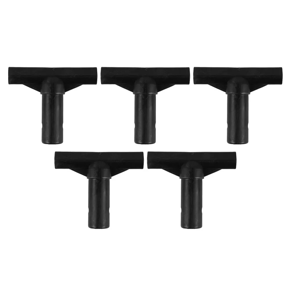 5pcs Trampoline Plastic T-Connector Black Secure Durable Pole Cap Pipe Connector Replacement Part For Enclosure Net Fiberglass