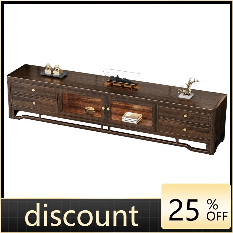 LMM solid wood combination wall cabinet new Chinese light luxury rock slab TV cabinet coffee table combination