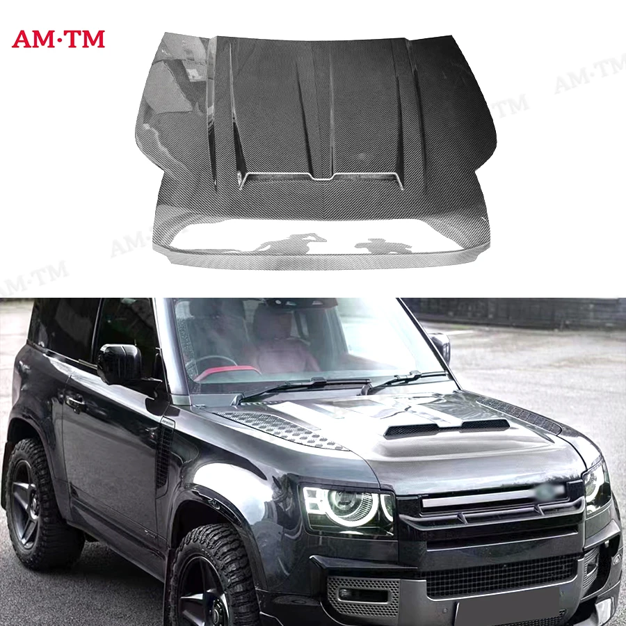 

Carbon Fiber Hood For Land Rover Defender 90 110 2020+ Car Front Bumper Engine Cover Hood Bonnet Vent Parts G Style Body kit