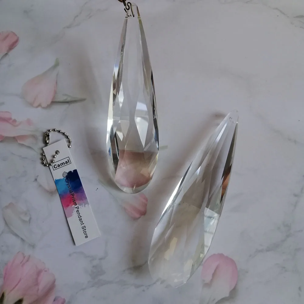 Camal 5pcs 120mm (1 hole) Clear Faceted Long Drop Crystal Pendant Lamp Prisms Chandelier Suncatcher Lighting Parts Hanging DIY