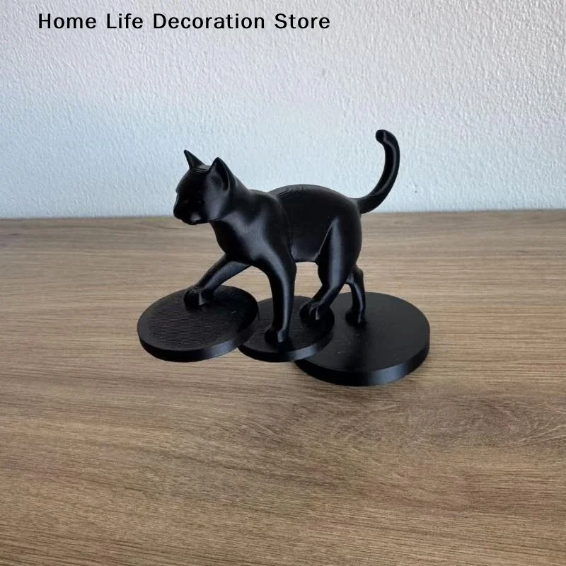 【TG】3D Printed Modern Leaping Cat Sculpture Geometric Minimalist Home Decor Living Room Desk Ornament Gift For Cat Lovers