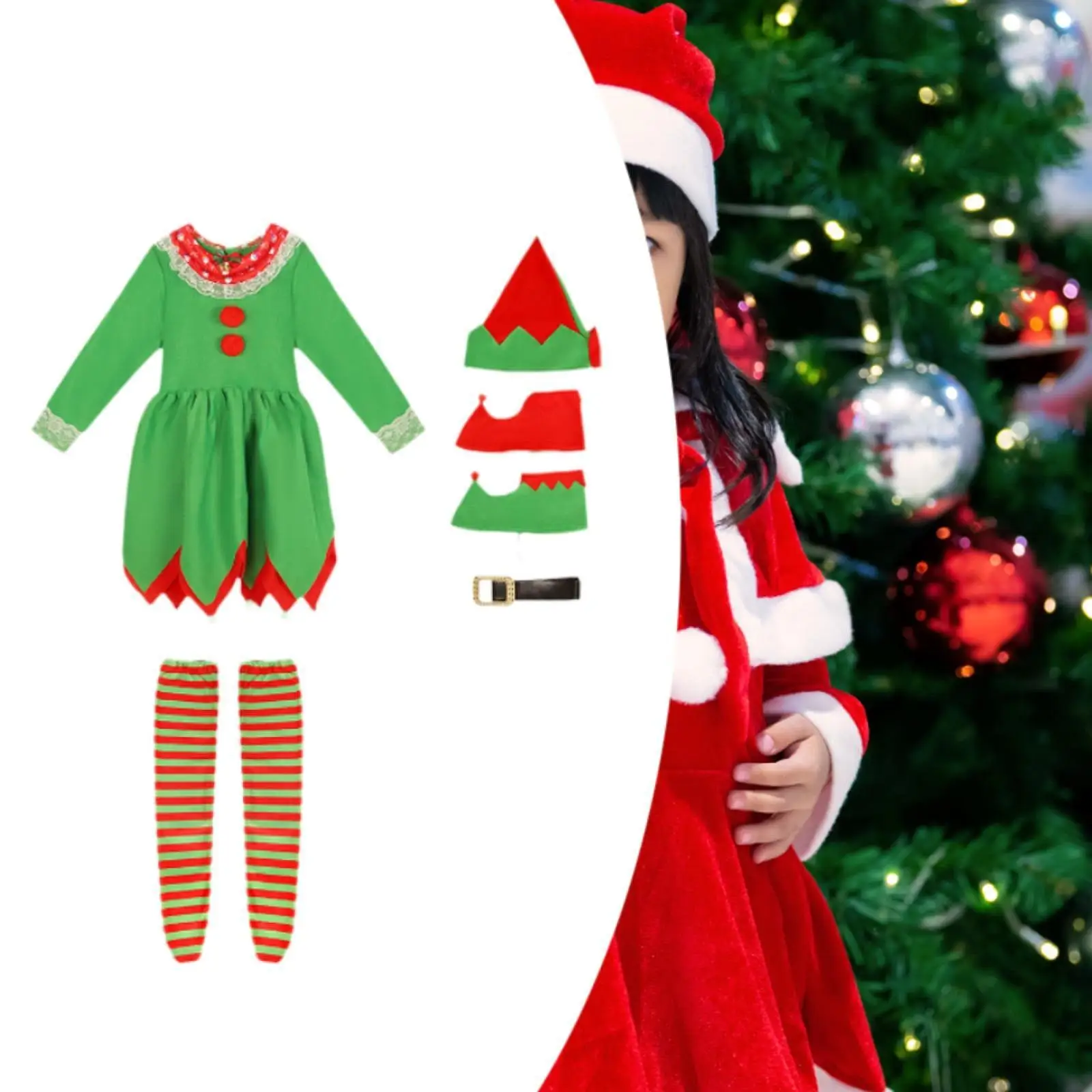 Ensemble de costumes d'elfe de noël pour enfants, déguisement pour les fêtes à thème du Festival du Nouvel An