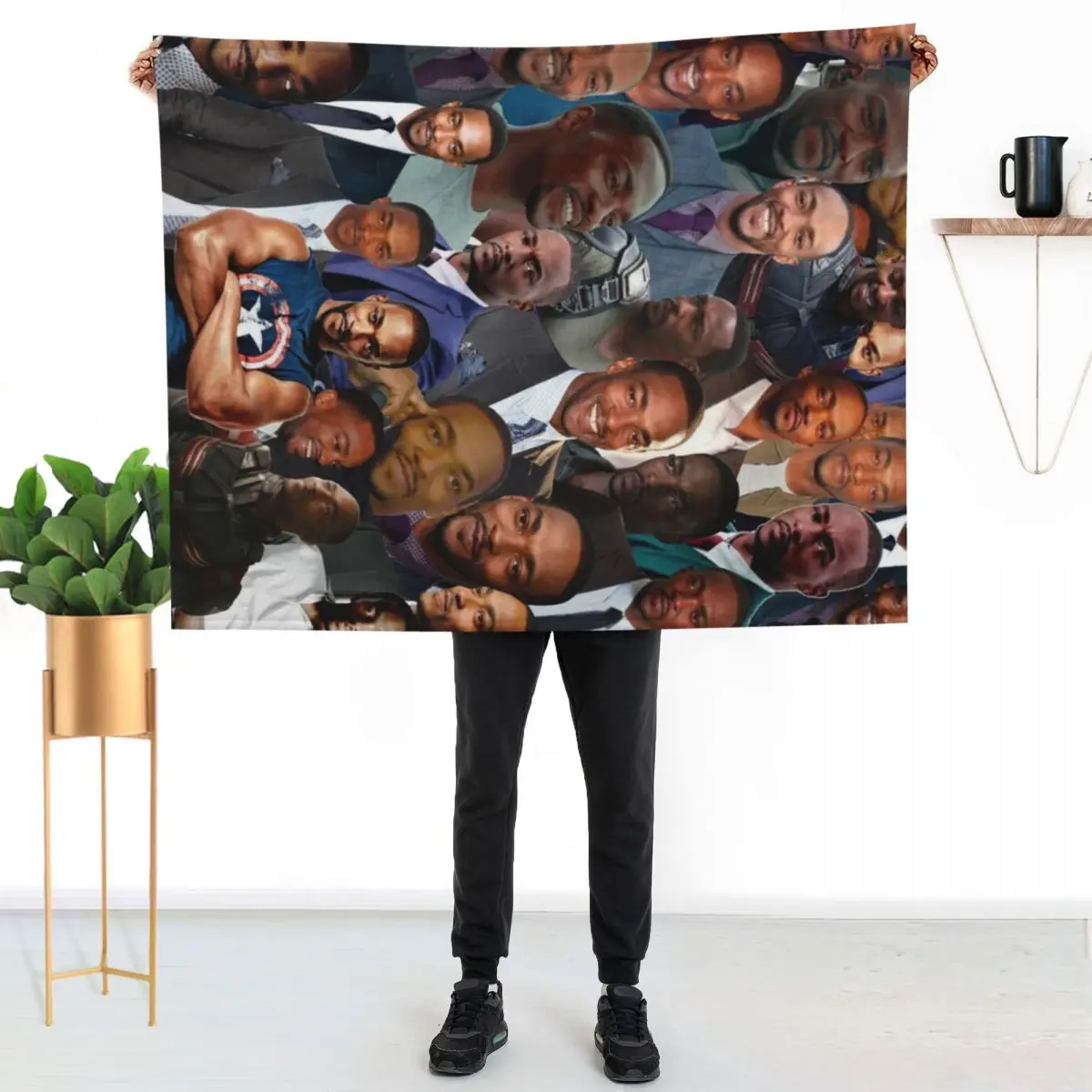 Anthony Mackie Photo Collage Throw Blanket Cozy Napping Blanket Gift for Mom Dad