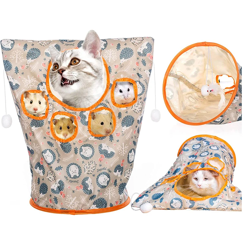 Cats Tunnel Bag Pet Kitten Tunnel Small Animal Cat Play Toy Interactive Toys For Puzzle Exercising Hiding Training And Running