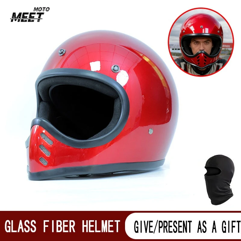 Motorcycle Helmet Small Body Retro Full Face Fiberglass Material Eagle Mouth Cruise Bike Helmet Capacetes De Moto