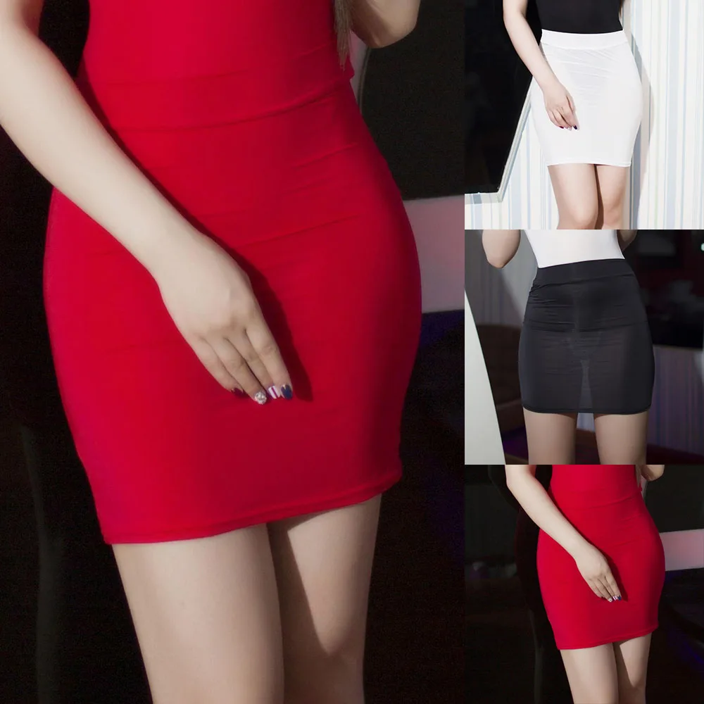 Women Skirts Sexy Oil Shiny Lingerie Sleeveless See Through Bodycon Dress Clubwear Nightwear Porno Transparent Skirt