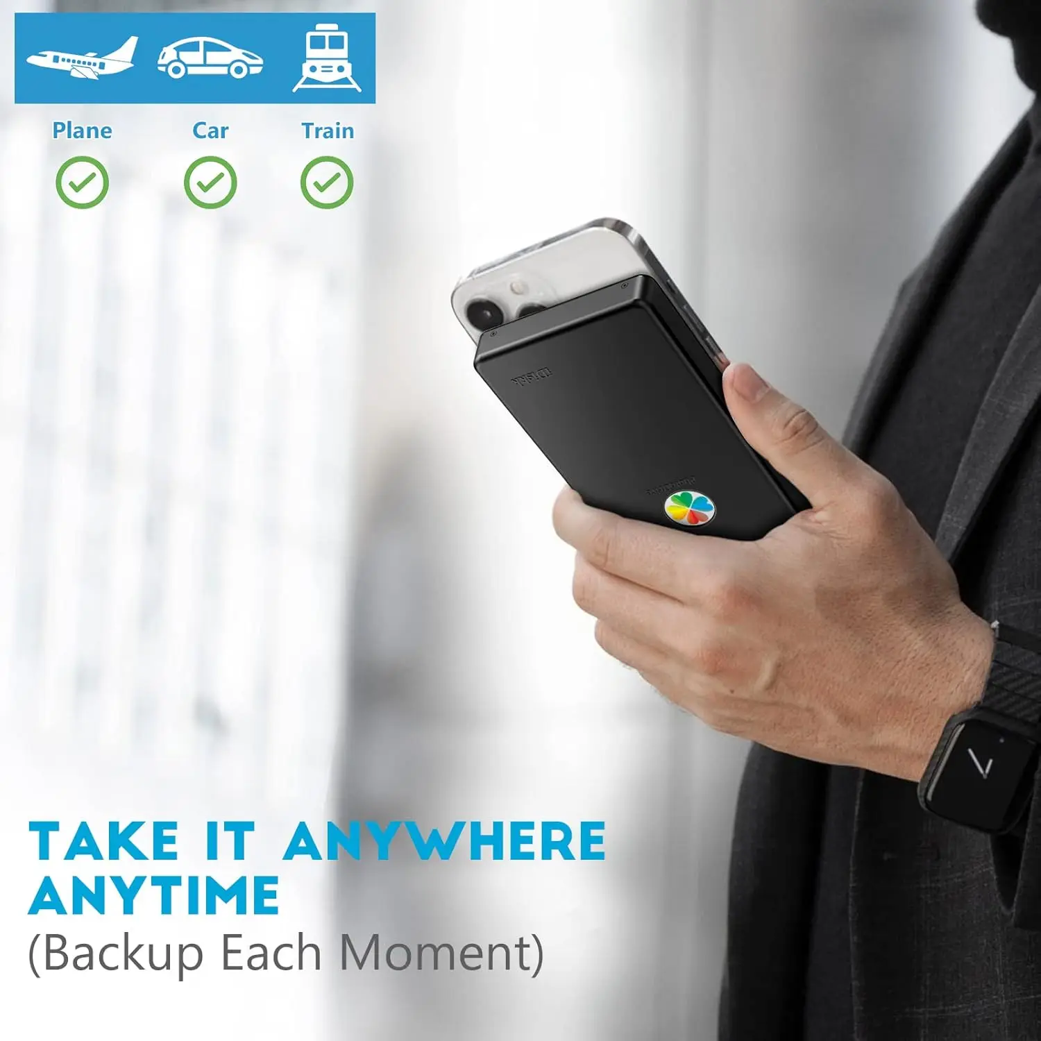 2TB MFi Certified External Hard Drive for iPhone iPad Android Mac PC Backup Photos Videos Storage