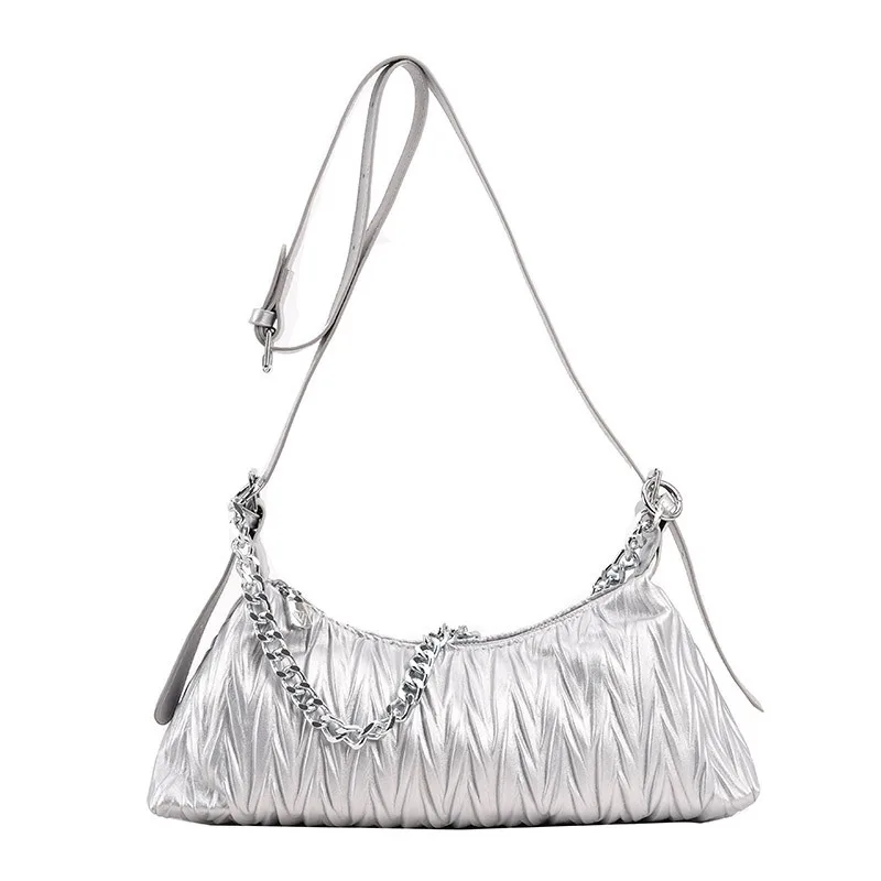 Ladies Bags High Quality Advanced and Fashionable Shoulder Bag New Underarm Chain Bag Minimalist Pleated Handbag