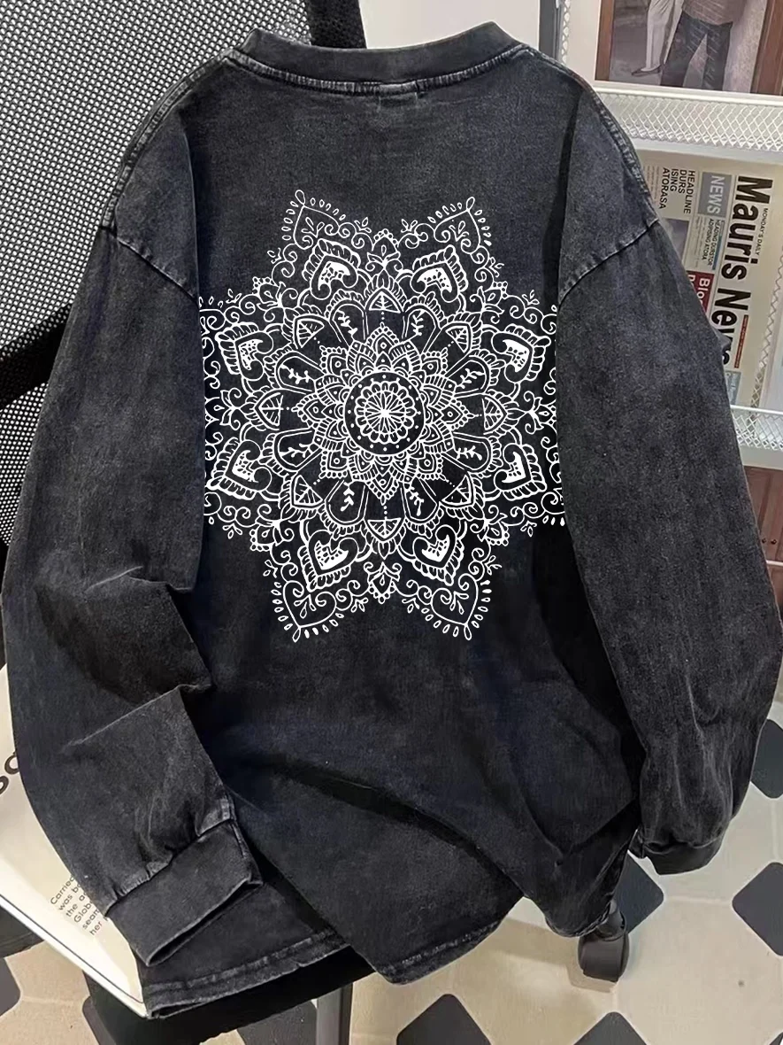 

Outlet Brand Pure Cotton Long Sve T-irt Men Women Faionable Versatile Waed Distred Crew Ne Top for Youth