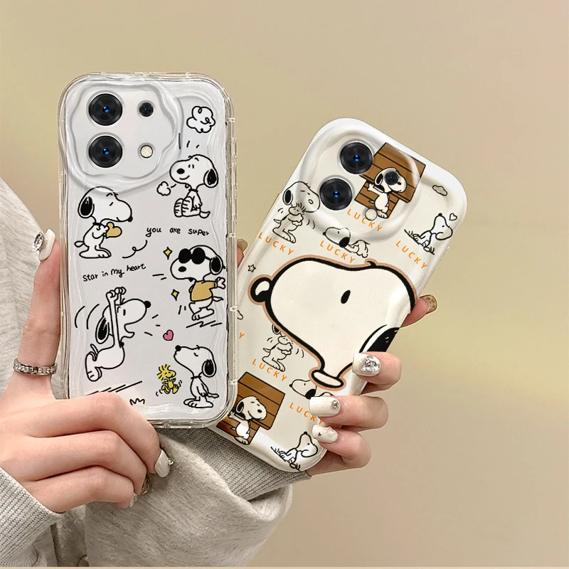 Fashion Cute Snoopy Puppy Cartoon Phone Case For Redmi Note 13 12 11 ProPlus 10 9 Pro 14C 13C 12C 10C A4 K70 Soft Non-Slip Cover