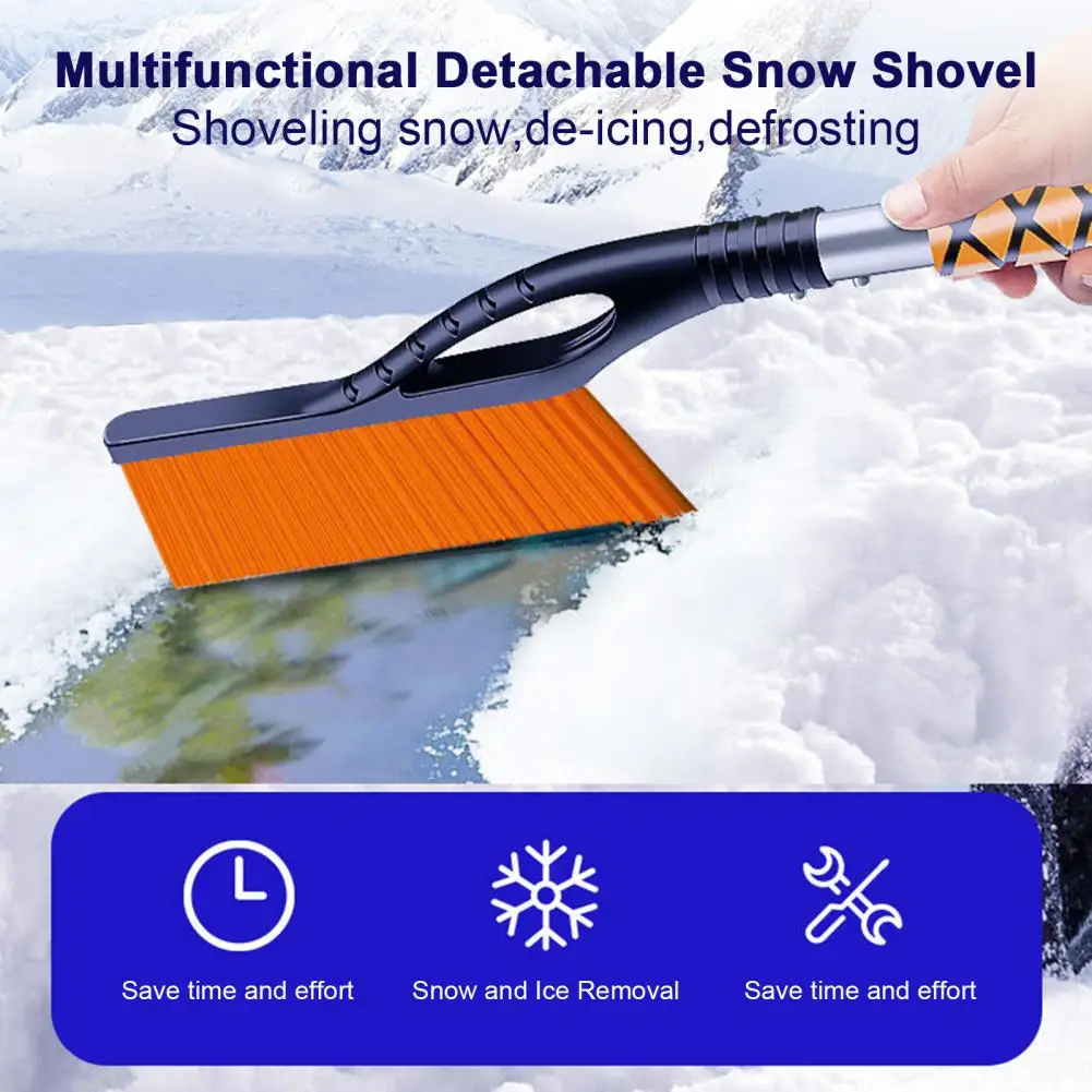 Car Snow Brush Ice Scraper Detachable Long Handle Sponge Grip Nylon Bristles Auto Windshield Snow Removal Broom Ice Shovel Tool