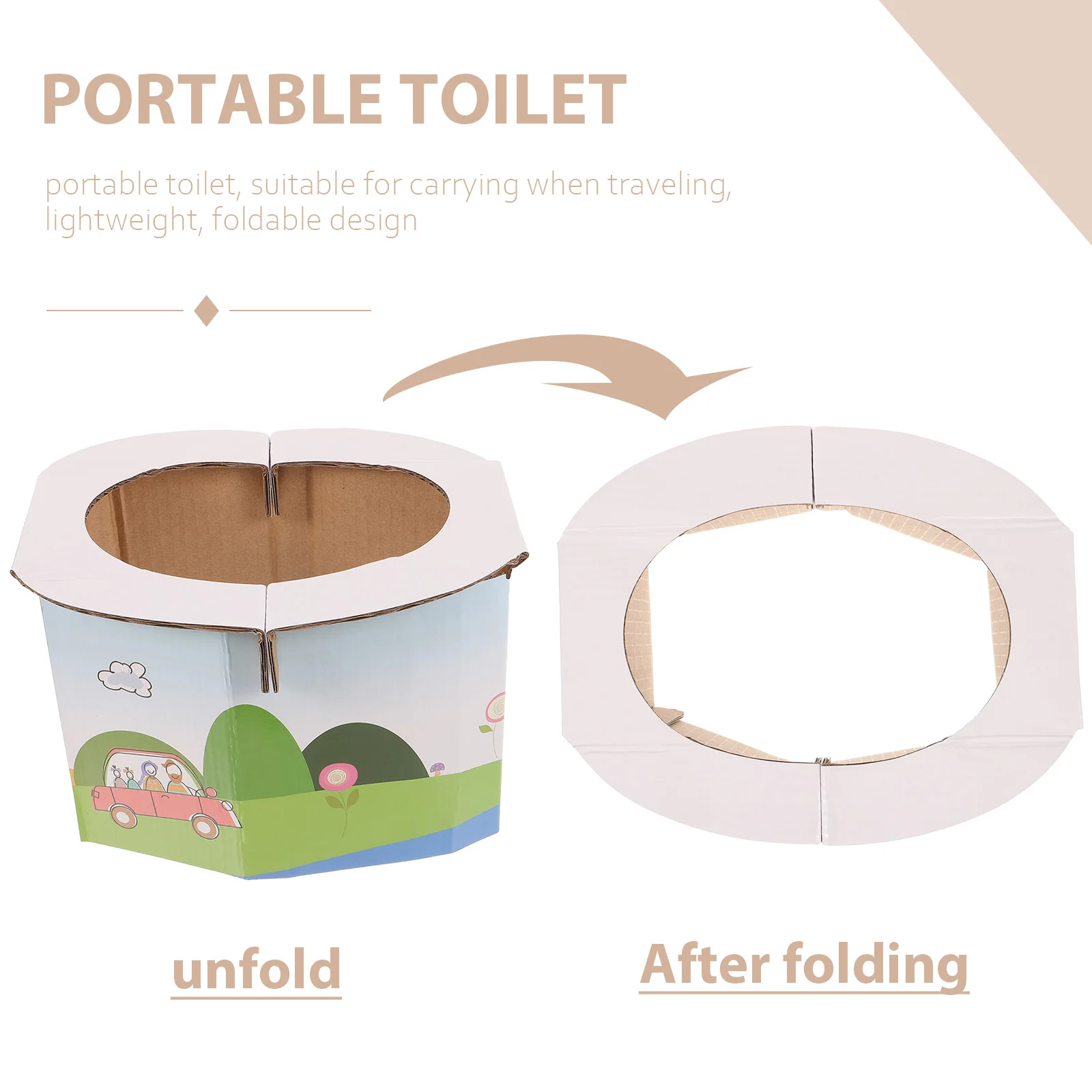 

1 Set Portable Folding Toilet For Camping Car Travel Emergency Use Lightweight Foldable Potty For Outdoor Hiking Construction