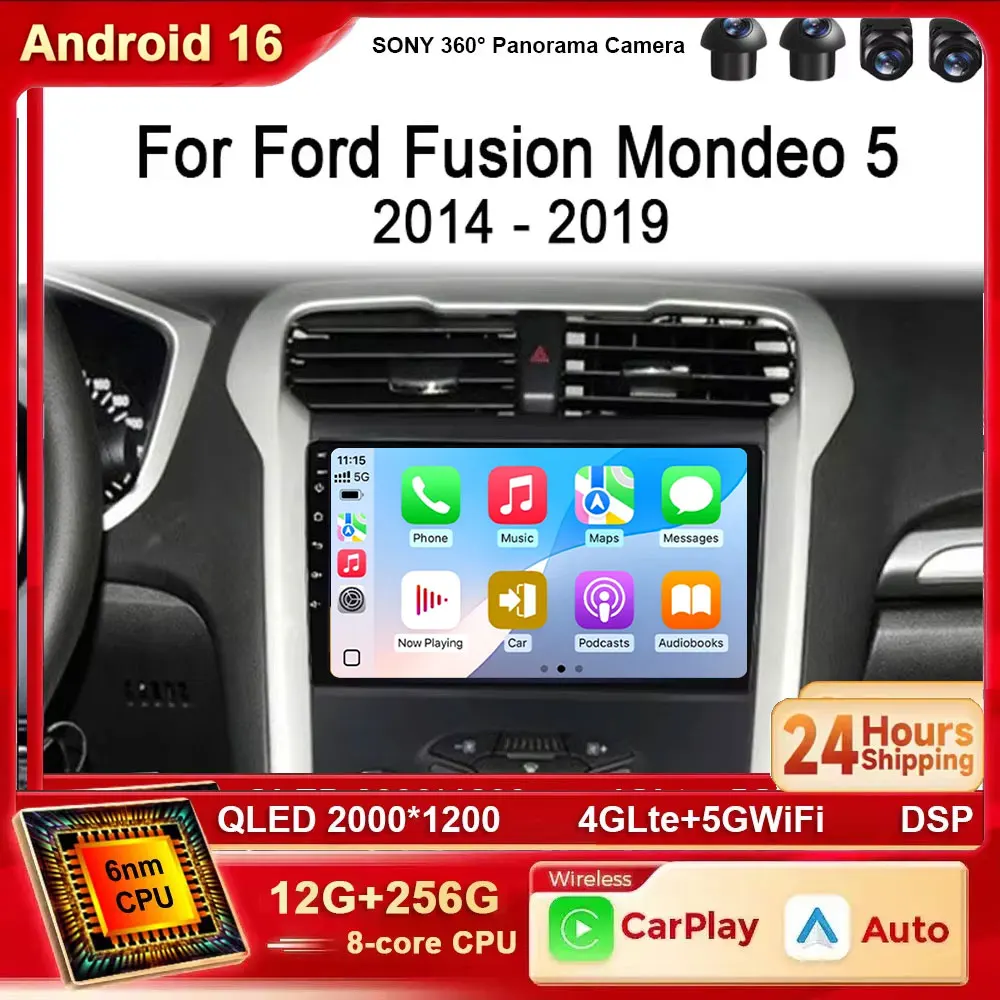 Android 16 Car Radio Carplay Auto 4G WIFI BT GPS For Ford Fusion Mondeo 5 2014-2019 Multimedia Player Video Stereo Head Unit