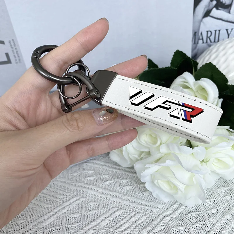 For Honda VFR VFR750 VFR800 VFR1200 VFR1200F Top leather Printed Metal Keychain For VFR Honda