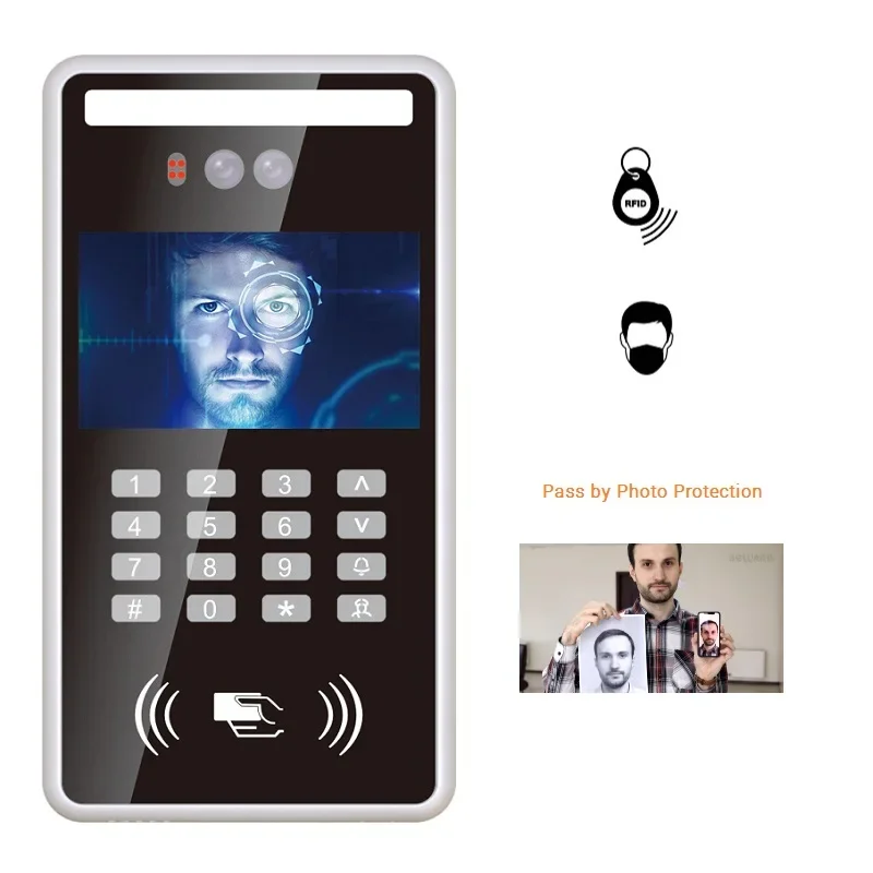 5 Inch Access Control Product With Door Sensor Exit Button Card Reader Keyboard Supports Face Reader