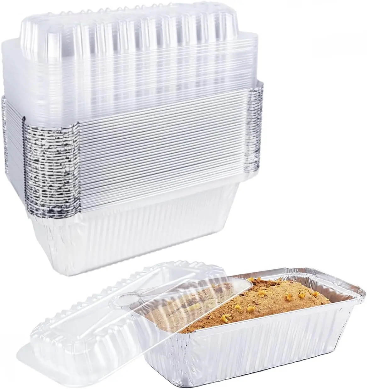 

Disposable Aluminum Foil Bread Pans with Lids, 30-Pack for Baking, Storing, and Freezing Food