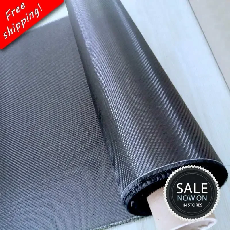 Tkanina z włókna węglowego 3K 200gsm, splot skośny 2x2, szerokość 50cm-82cm, mieszanka tkaniny z włókna węglowego i Kevlaru w kolorach niebieskim, czerwonym i żółtym, pakowana w rolce.