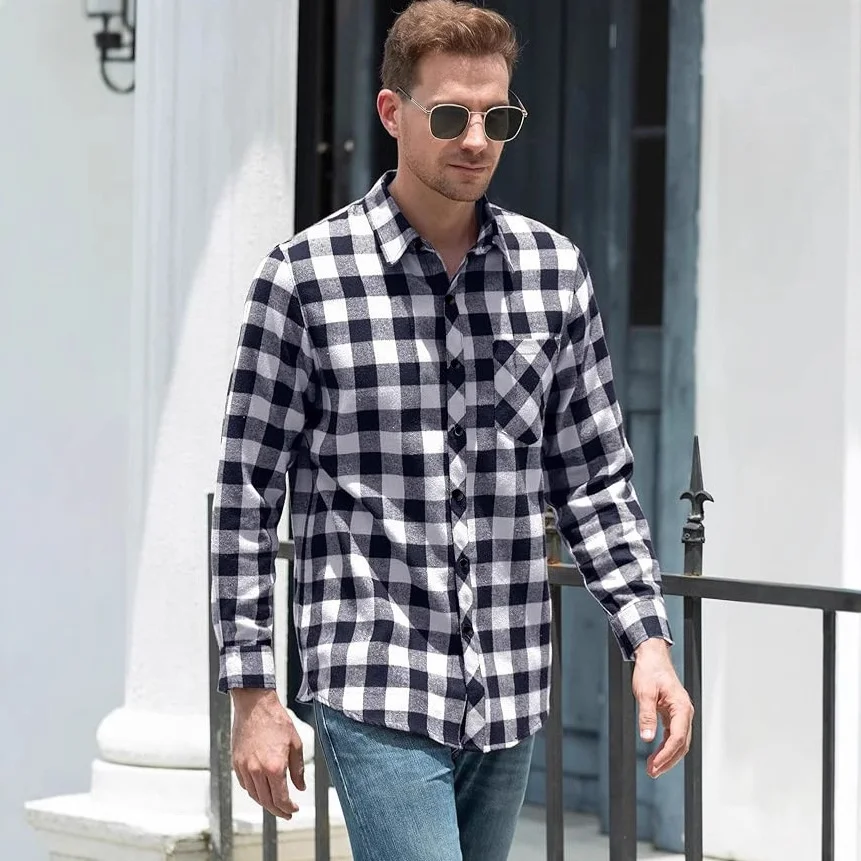 

Мужской повседневный фланелевой кардиган в клетку irt Long Sve Fce, свободная посадка, легкий открытый кардиган с квадратным воротником