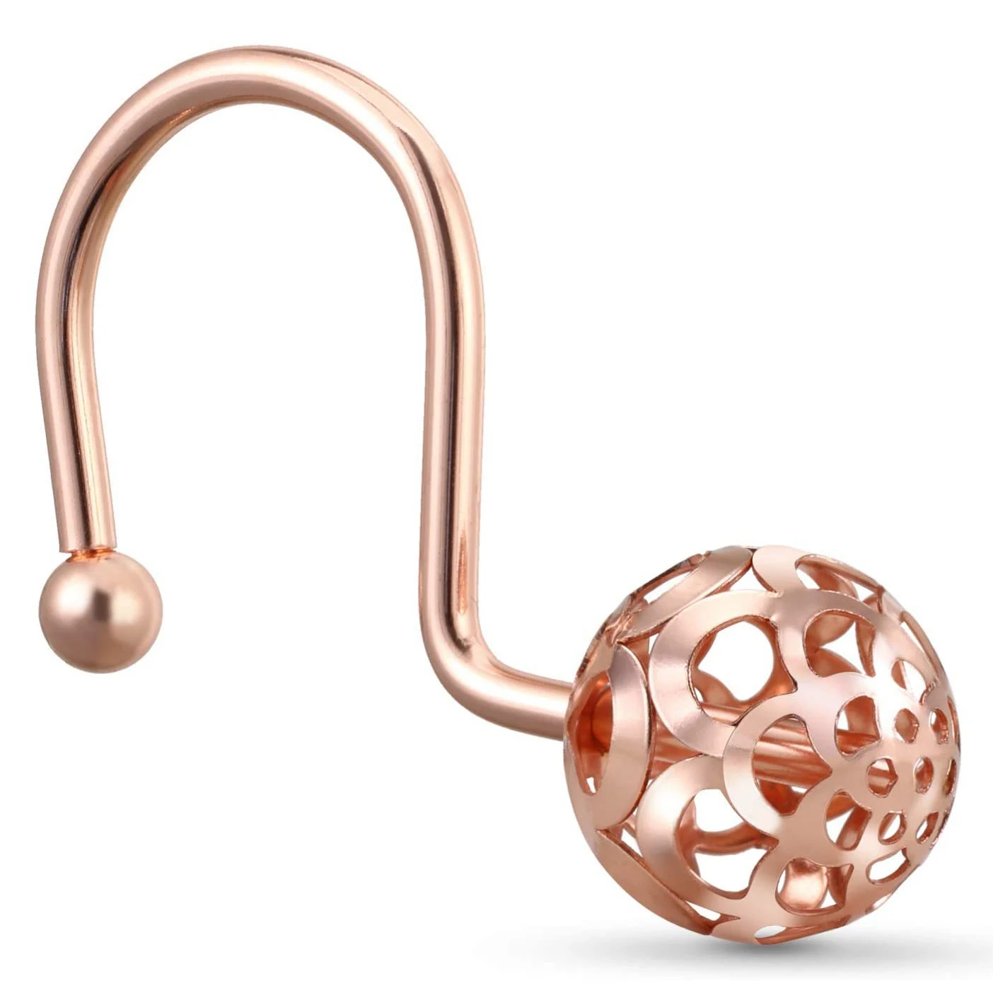 

Rose Gold Shower Curtain Hooks Rings Set of 12 Decorative Shower Curtain Hooks Metal Rustproof Shower Rings for Bathroom