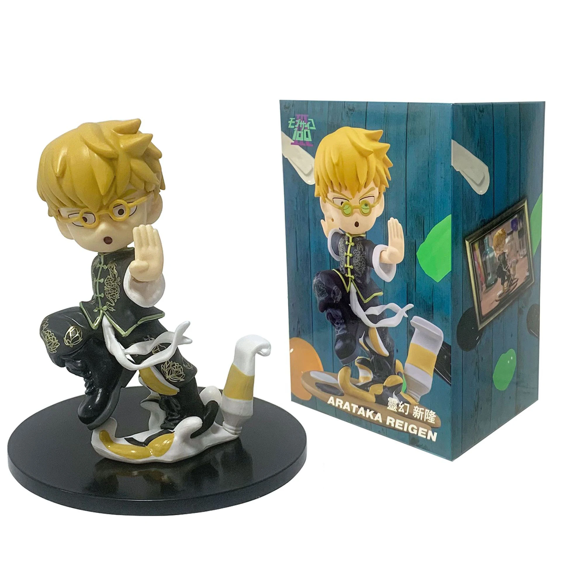 Mob Psycho 100 Anime Figuren Gk Reigen Arataka Q Edition Kawaii Zittende Palm Serie Model Pop Desktop Ornament Collectible Gift
