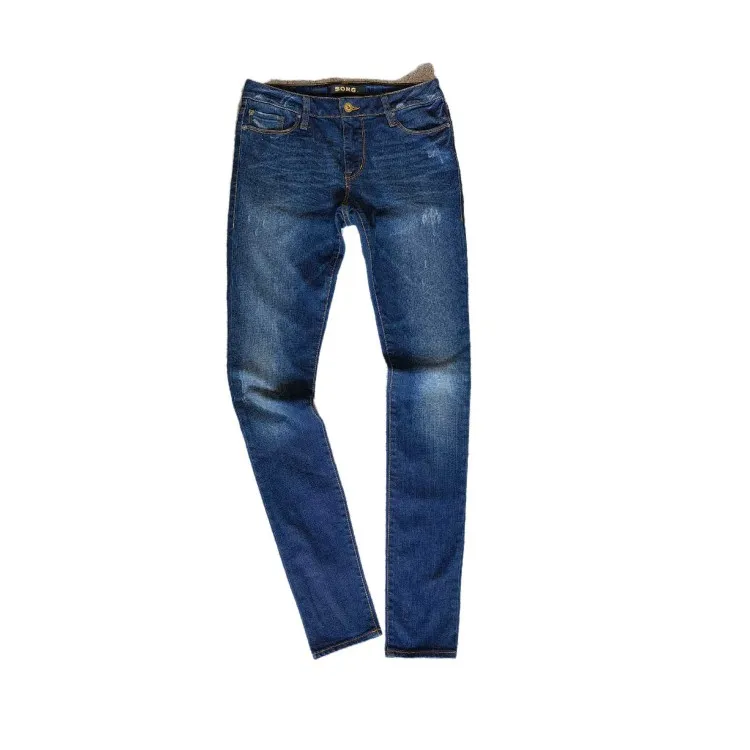 

Джинсы Slim Fit из чистого хлопка, женские эластичные простые длинные брюки с застежкой-молнией на талии, обычные тонкие