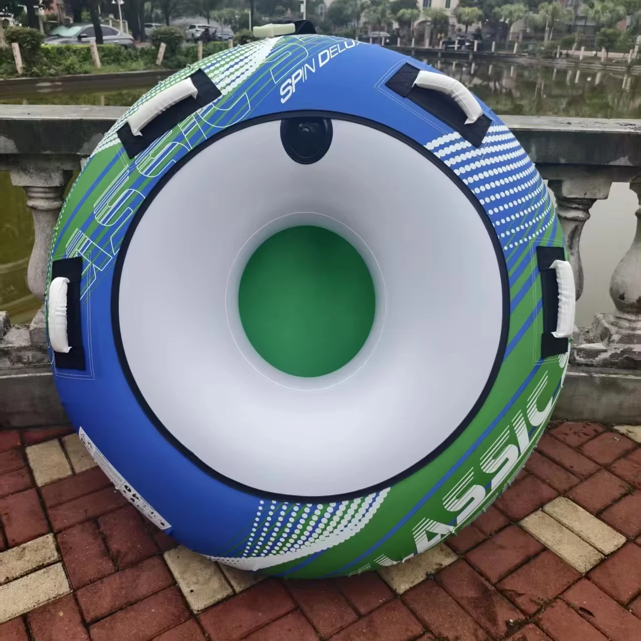 3-Person Inflatable Boat Tube with Rider Rope Bundle for Water Amusement Facilities