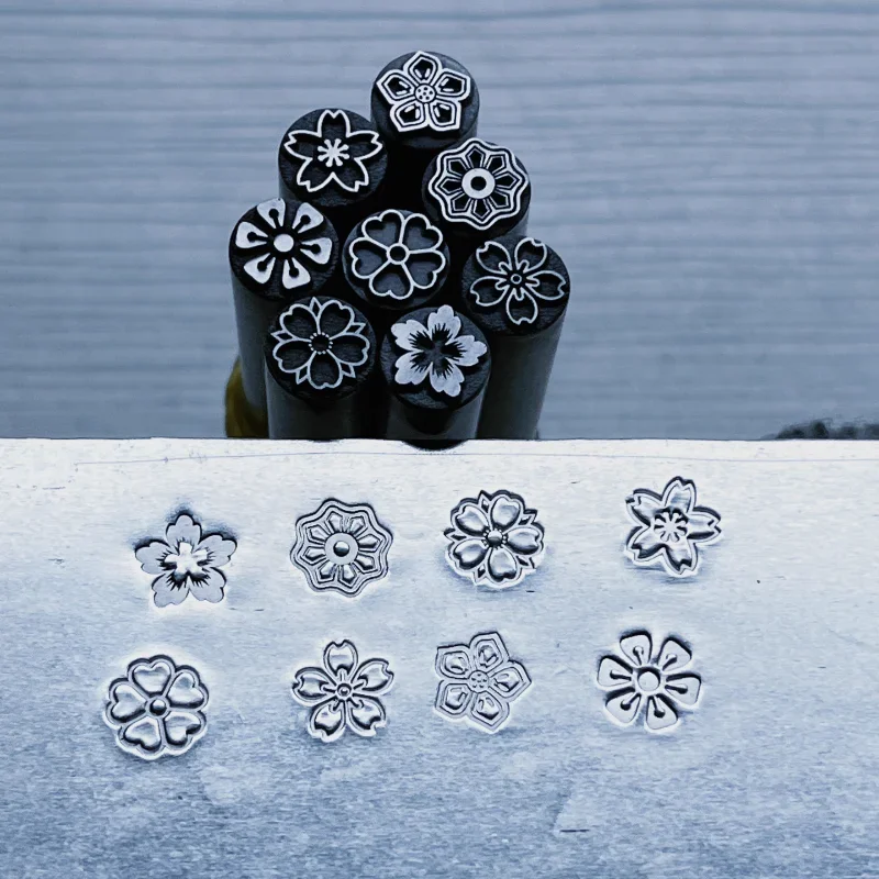 7mm Flower Design Metal Stamps Jewelry Making Punch Steel Stamping Tool Beating Silver Leather Craft Punching Custom Logo